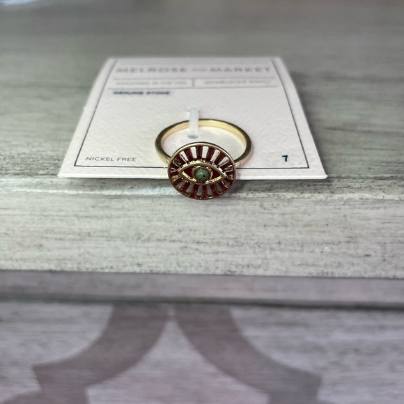 Melrose and Market Evil Eye Genuine Stone Ring - Gold - size 7 - Picture 1 of 4